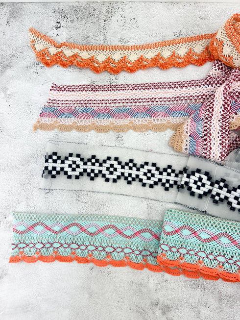 Crochet Boho Lace Trim Variety Trim Scrap Pack Scrap Bundle Pack 5 Pieces SPK00198